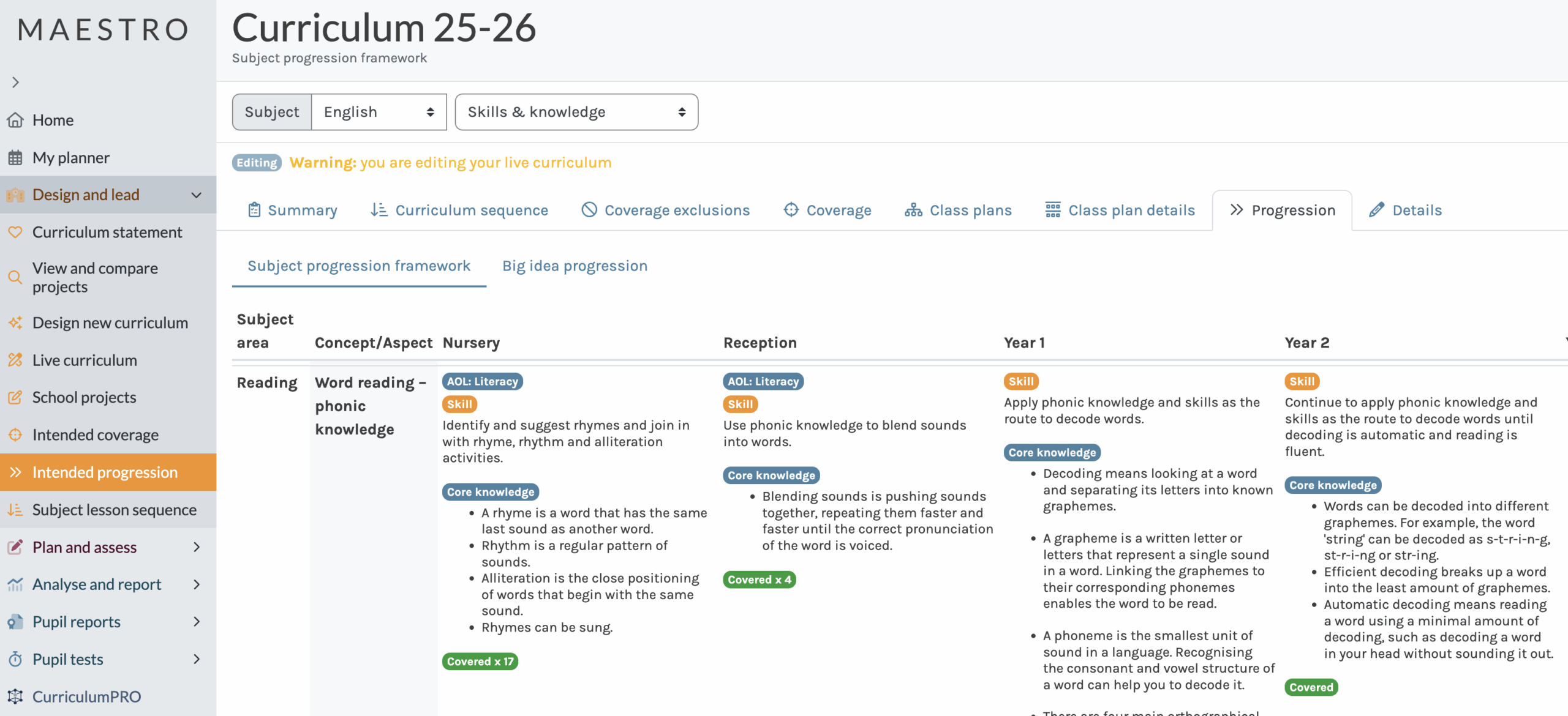 Intended Progression Framework English